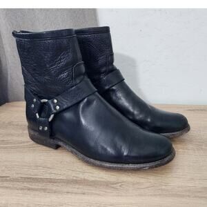 Frye Boots Women's Size 10 Phillip Harness Ankle Leather Brown Western Moto Zip